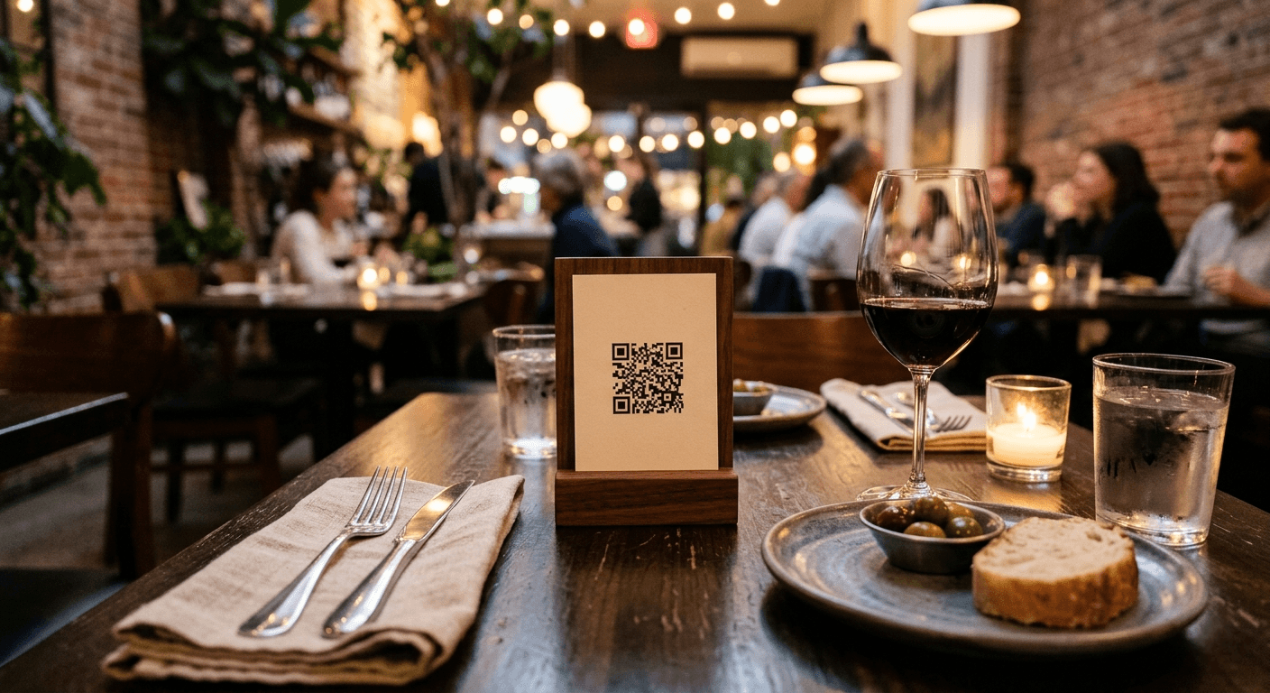 QR code on a restaurant table